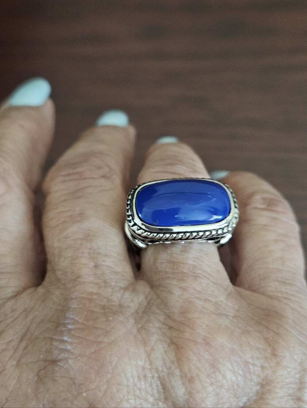 Lapis Lazuli And .925 Silver Ring Sz 6